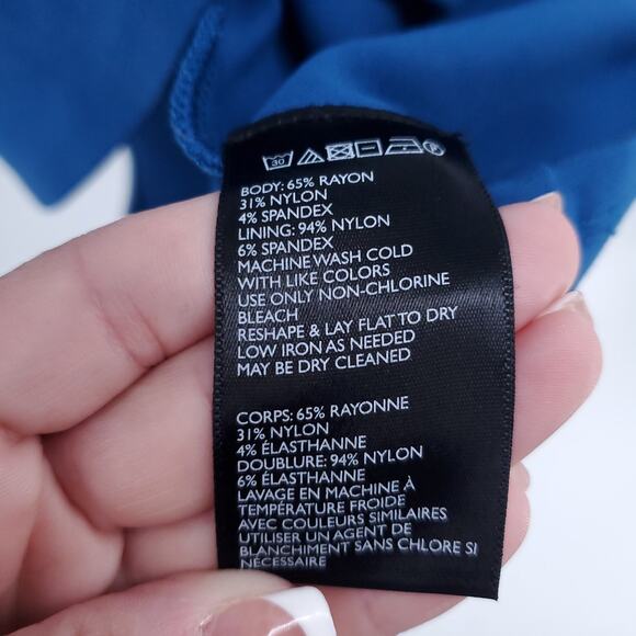 Silence+Noise Event Y2K Blue Fit&Flare Mini Skater Dress Geometric Bac CutOut S - Picture 6 of 13